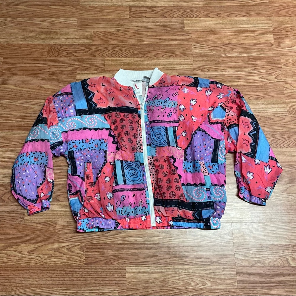 Vintage Avait Sportif Women’s Windbreaker XL Short Jacket 90’s AOP Hip-Hop Rap